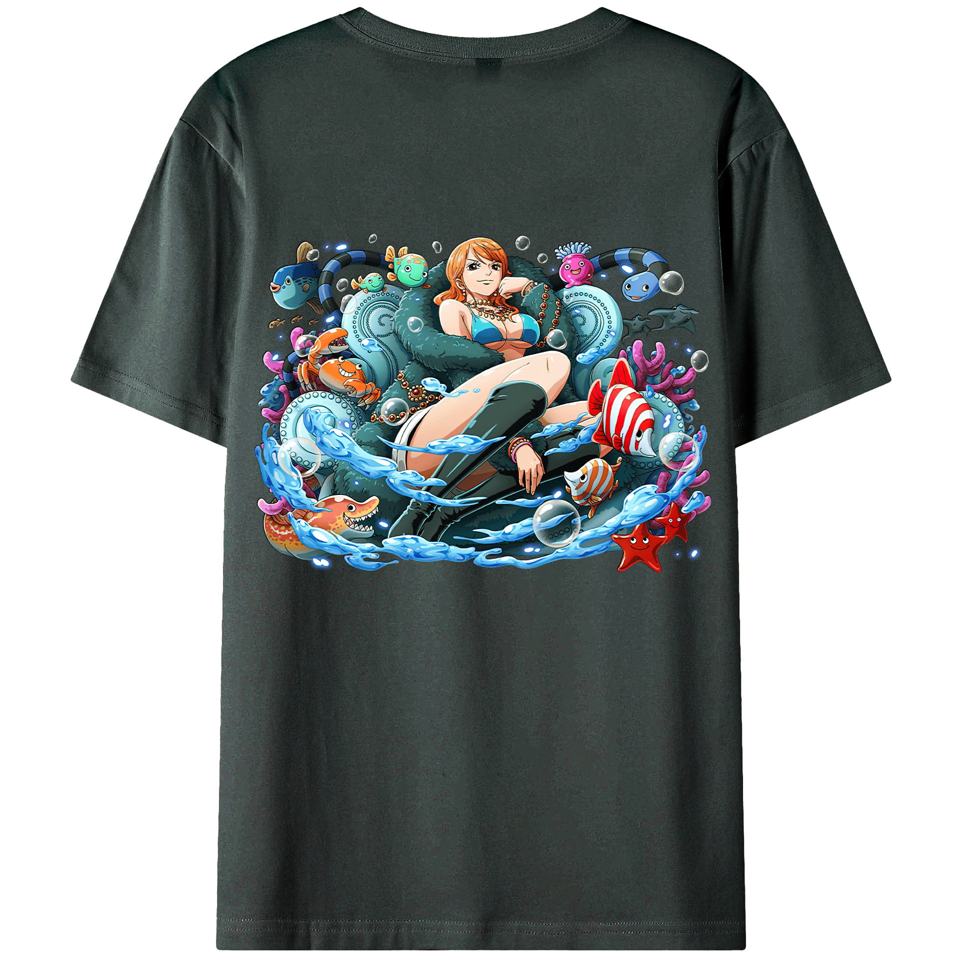 （画像用） ワンピース ナミ ONE PIECE Nami 綿100％ メンズ半袖Tシャツ（バックプリント） 通気性